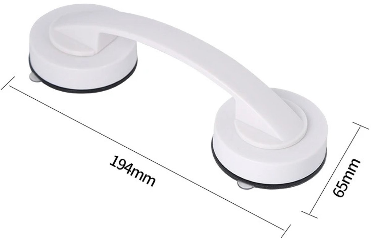 WiseGoods Premium Anti Slip Handvat Met Zuignap - Badkamer Veiligheidsgreep 19.4CM - Handgreep - Handgrepen - Handvatten Wit