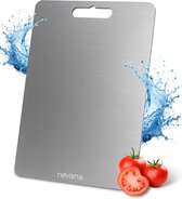 Nevana RVS Snijplank - Snijplankenset - Vaatwasserbestendig - Antibacteriëel - Serveerplank - Keukengerei - Met handvat - 39 x 28 cm