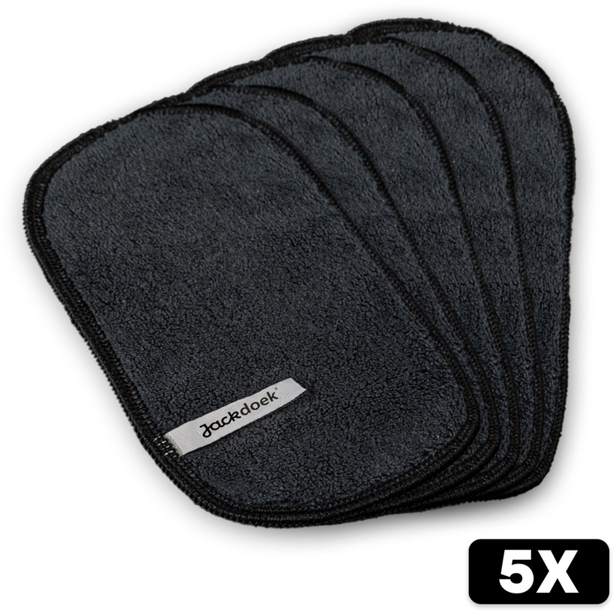 Jackdoek Mini - 5 pack - 11x21cm - Zwart - Zachte Microvezeldoekjes - Streeploos, Sterk absorberend en Wasbaar - Brillen/Beeldscherm/Spiegel/Auto/Badkamer - Brilreiniging - Beeldschermdoek - Screen cleaner