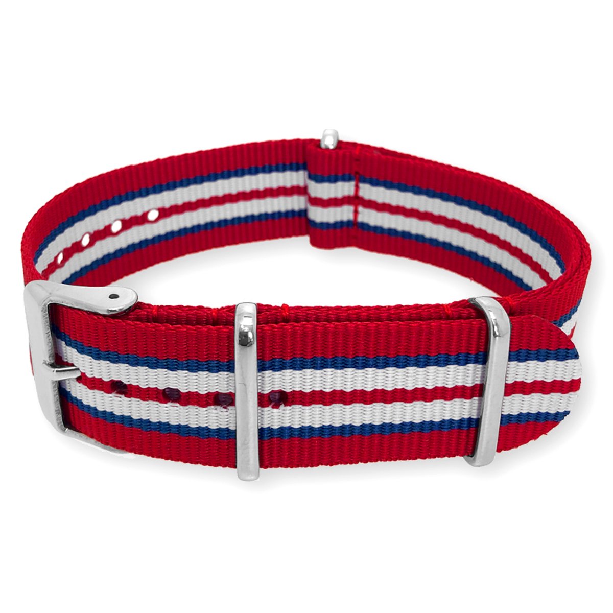 NATO Horlogeband G10 Military Nylon Strap - Original NATOS.com® - Rood Blauw Wit 18mm