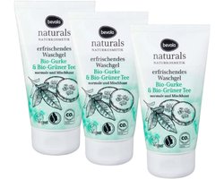 Bevola Naturals - Naturkosmetik Verfrissende Wasgel - Multi-pack | Set van 3 - 3x 150ml - Biologische Komkommer & Groene Thee | Normale en Gemengde Huid - erfrissend - Vegan Formule