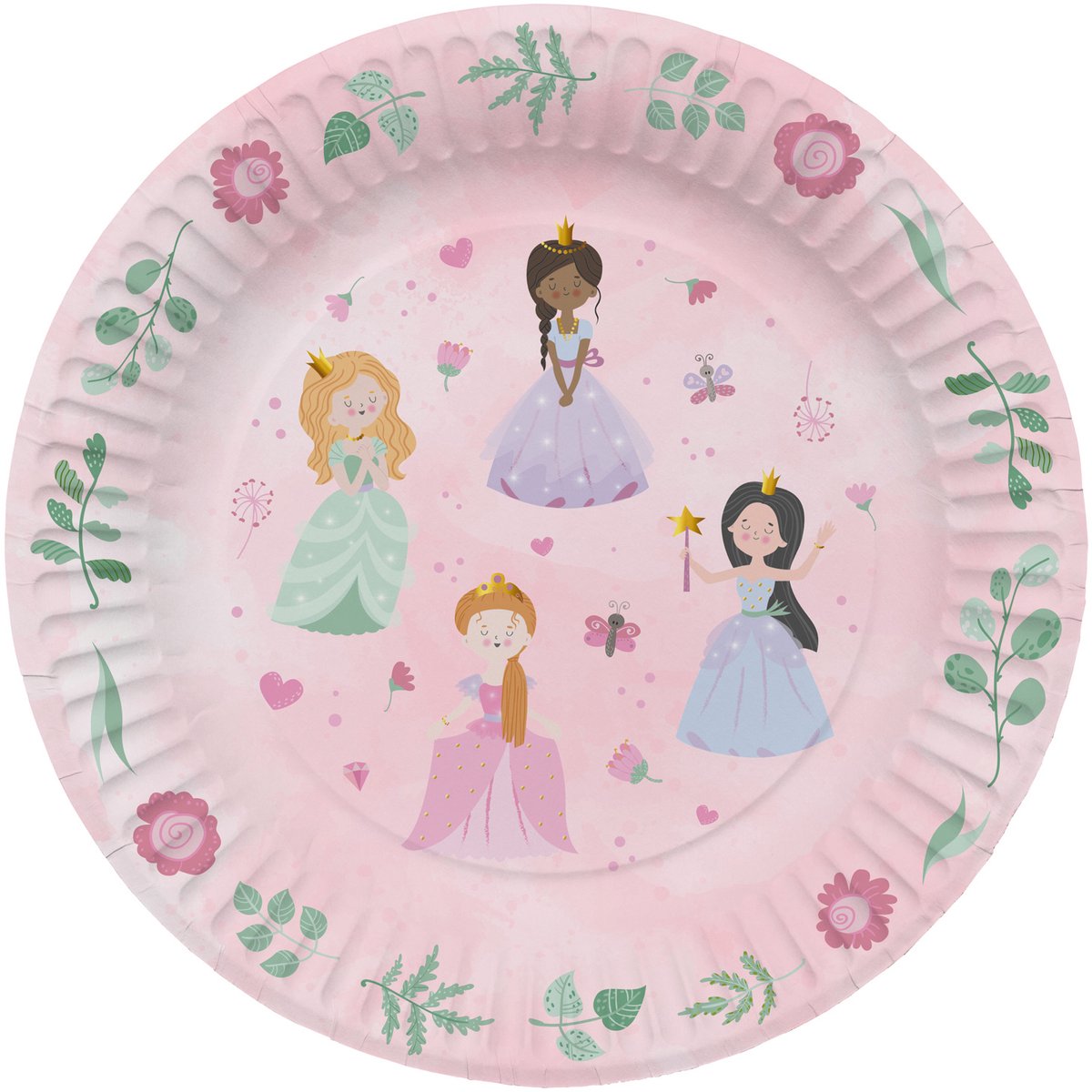 Borden - Pretty Princess - 23 cm - 8 stuks - PRINSESSEN BORDJES - PRINSESSEN FEESTJE - TAFELDECORATIE PRINSESSEN FOLAT