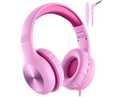 StayPowered Kinderheadset - De Ultieme Veilige en Comfortabele Hoofdtelefoon voor Kinderen - Hoge Audio Kwualiteit - Ingebouwde Volumeregelaar - Verstelbare en Opvouwbaar Ontwerp - Compact Ontwerp - Roze - Levering Sneller dan Aangegeven
