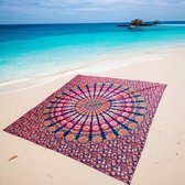 Bol.com XXL strandkleed - 240 x 210 - extra groot strandlaken - Blauw/Rood/groen - groot strandkleed - tweepersoons strandkleed aanbieding