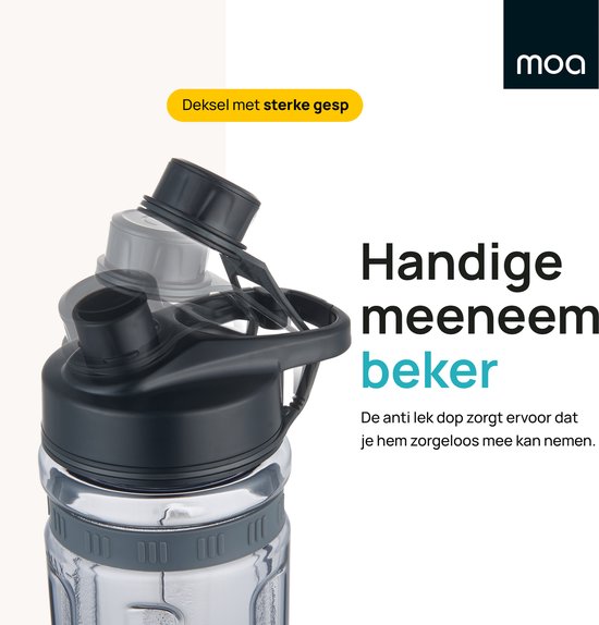 MOA Mini Blender - Blender to Go - Smoothie Maker - 2 To-Go Bekers 600 ml - 800W - Zwart van MOA — afbeelding 5