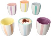 MamboCat Set van 6 BEACH PASTELLO STRIPES mokken ZONDER handvatten voor 6 personen gemaakt van steengoed - 24326109