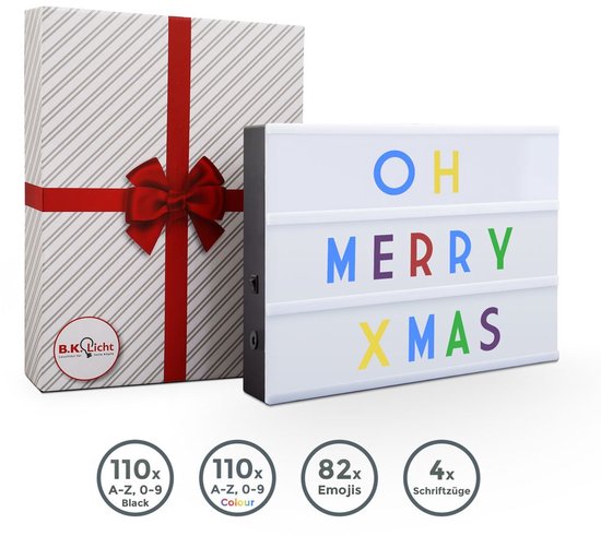 B.K.Licht LED A4 Lightbox USB en batterij - cadeau - 220 letters in zwart en gekleurd, 82 symbolen