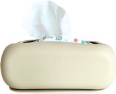 Jikkies ® - Billendoekjes Box - Billendoekjes Houder - Met Zuignap - Siliconen - Beige