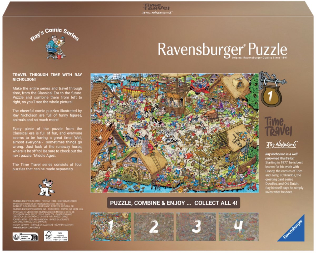 Ravensburger Ray's Comic Series - Time Travel 1 - Classical Era - 1000 stukjes Legpuzzel — afbeelding 3