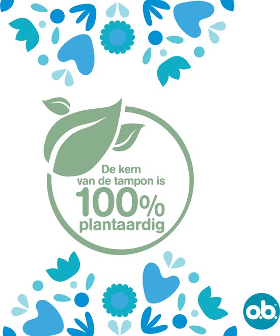 Cirkel met groene tekst: De kern van de tampon is 100% plantaardig.