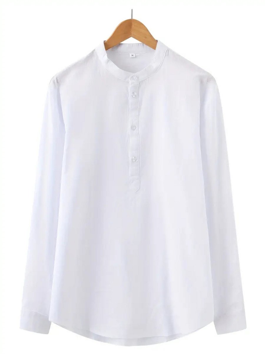 Nivard Linnen Blouse Heren t shirt Polo Overhemd Shirt Zomer Ibiza Stijl Wit