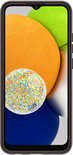 Voorkant van een zwart Samsung Galaxy A03 hoesje met het scherm aan.