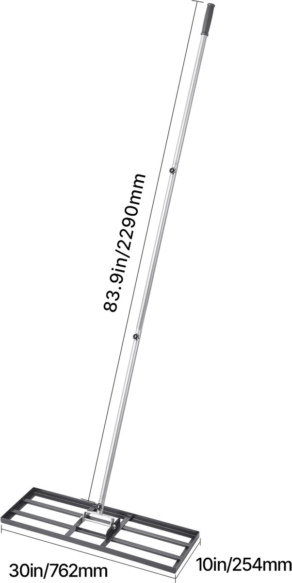 Gazonhark met 213 cm Steel, 762x254 mm Bodemplaat, Egaliseerhark van Koolstofstaal, Egaliseerhark voor Gazononderhoud, Egaliseerhark voor Tuin, erf en Golfbaan van Merkloos	 — afbeelding 5