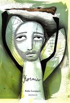 Abstracte illustratie van een gezicht met vleugels en de tekst 'Korniev', 'Kobe Lecompte' en 'ROMAN'.