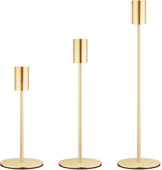 Set de 3 bougeoirs Wonix - Bougeoirs - Bougeoirs - Accessoires décoratifs - Chandeliers Groot et Klein - Métal - Goud