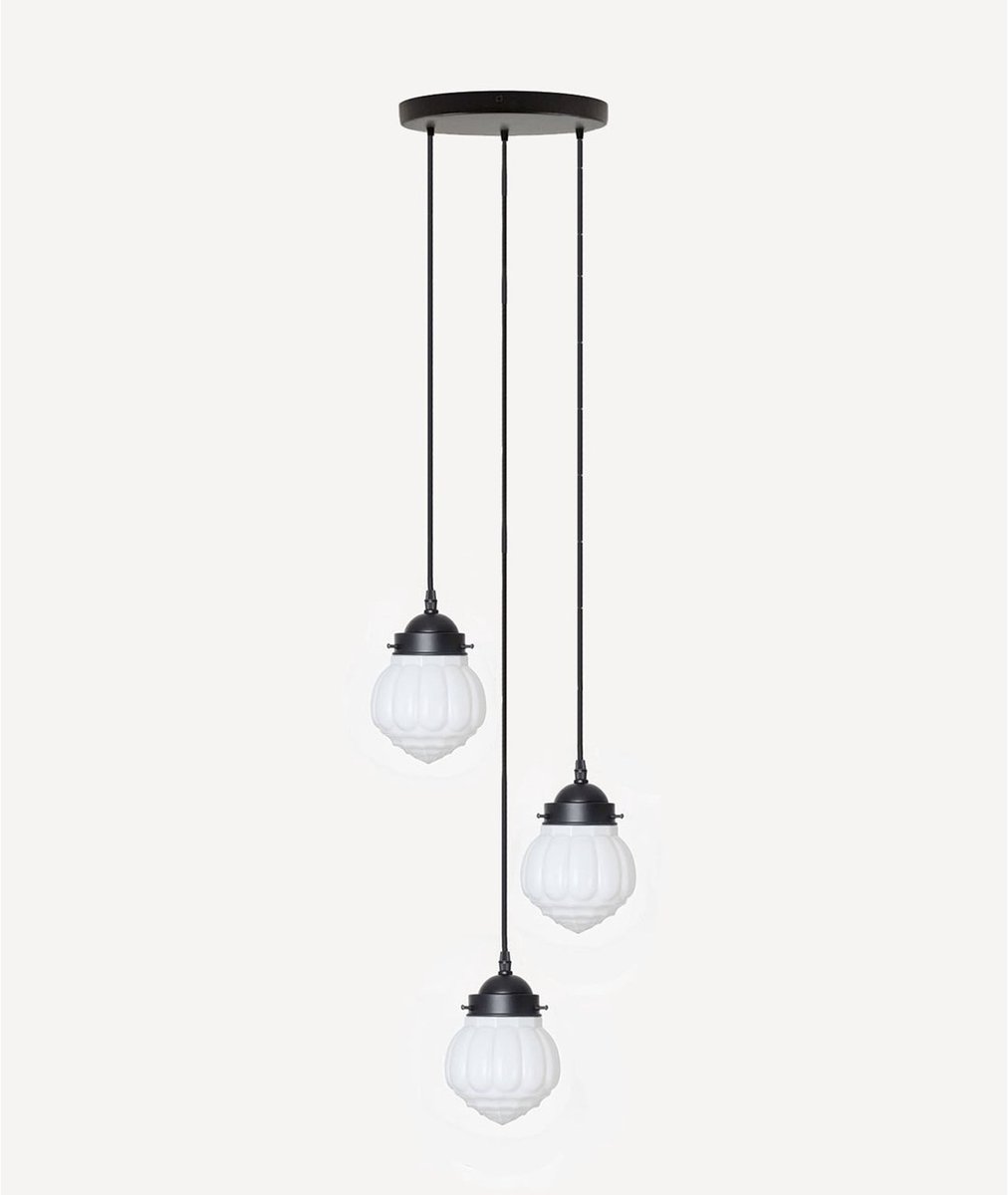 Coloured by Art 3 lichts hanglamp Wassail - Art Deco Trade Zwart