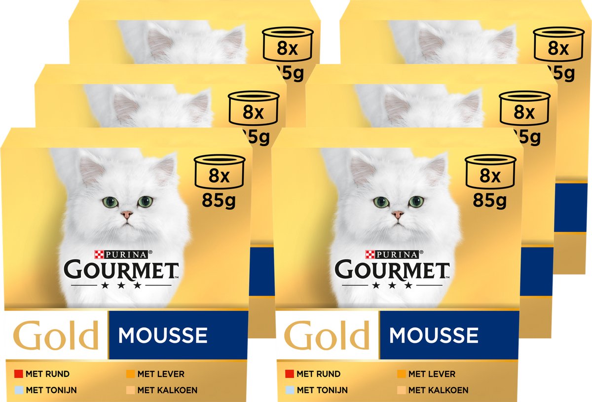 Gourmet Gold Mousse - Kattenvoer Rund & Tonijn & Kalkoen - 48 x 85 g