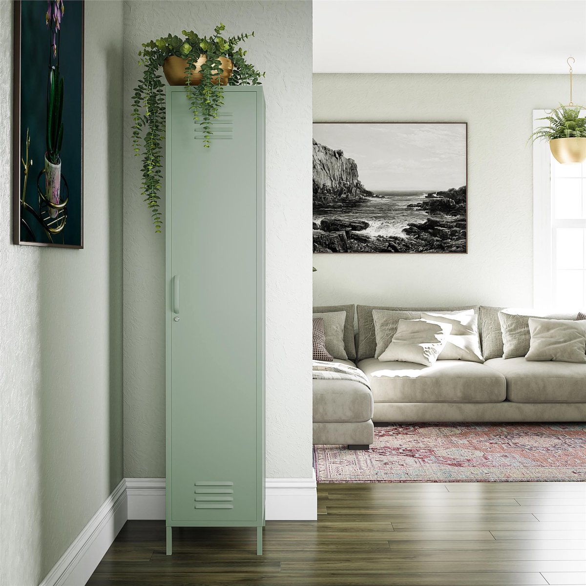 Mission-District-Lockerkast - 1-deur - Groen Metaal