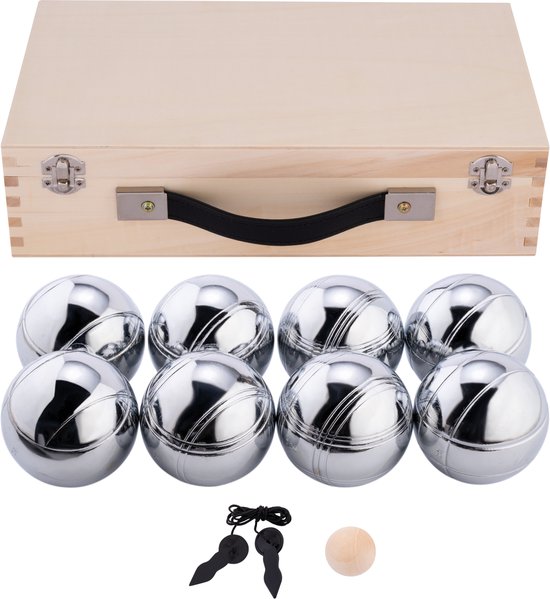 Metalen Jeu de Boules - 8 ballen in houten kist - Luxe set - Pétanque - Boules - Metalen ballen - Geschikt voor elke Jeu De Boules baan - Longfield