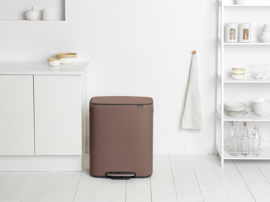 Prullenbak Brabantia Bo - 2 x 30 l - Tri sélectif - Taupe Satiné