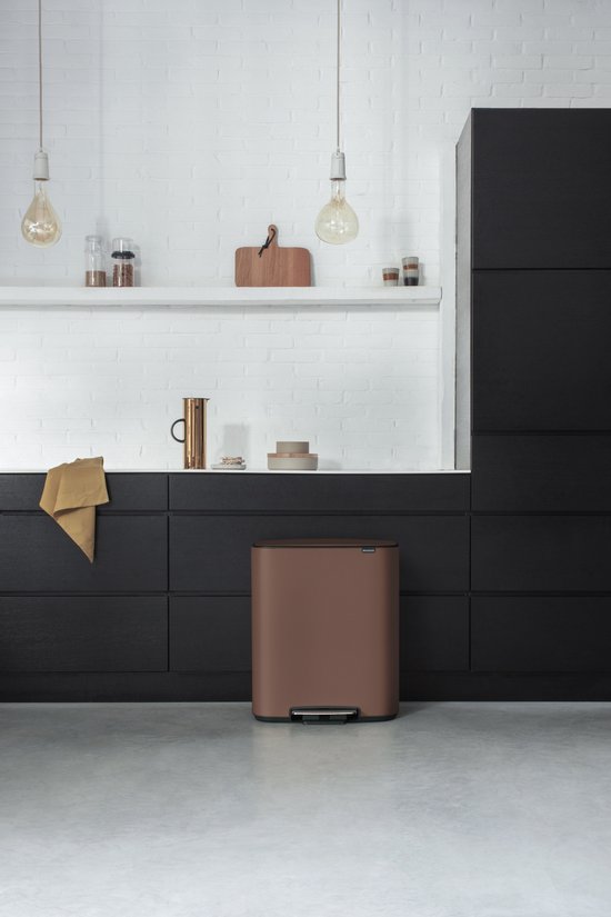Prullenbak Brabantia Bo - 2 x 30 l - Tri sélectif - Taupe Satiné