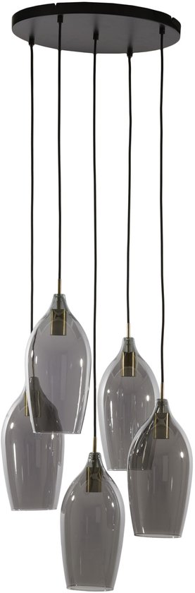 Lampe à Suspension Light & Living Lukaro - 5 lampes - Fumée/Bronze Antique