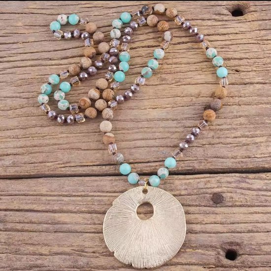 Boho Lange Edelsteen Ketting Met Hanger