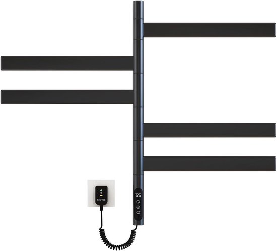 Verwarmd Handdoekenrek, 180° Rotatie Elektrisch Handdoekrek Thermostaat Verwarmd, Wandgemonteerd Handdoekladderrek, Handdoekwarmer, met Instelbare Timer Temperatuur-G63 WiFi|White