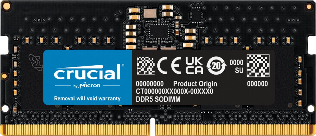 Crucial CT8G56C46S5T geheugenmodule 8 GB 1 x 8 GB DDR5 262-pin SO-DIMM ECC