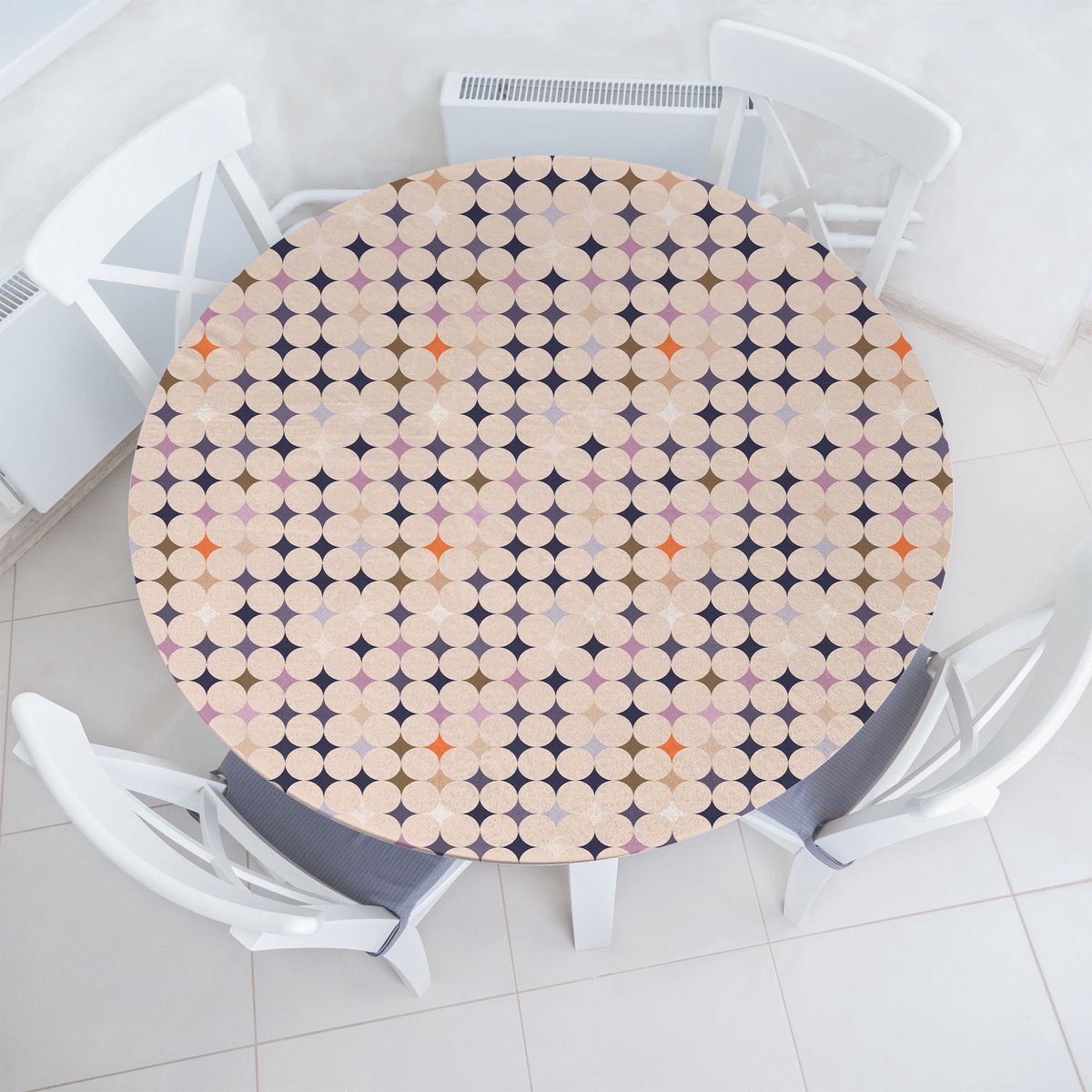 New Bed Abstract Ellipse Ronde Vormen Rekbare Ronde Tafellaken, Elastische Stof Tafelhoes rondom 91 cm - 102 cm Diameter