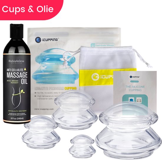 Set de ventouses anti-cellulite iCupping et huile anti-cellulite Rubio Arôma | 4 tailles | Tasses robustes | Ingrédients naturels | Renfort | Thérapeutique - Cardisto (2023)
