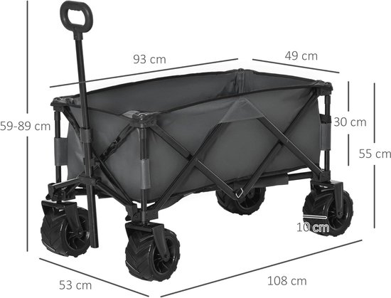 Opvouwbare Handkar voor Tuin en Strand - 360° Wielen en Verstelbare Handgreep - Ideaal voor Transport en Opslag van AREBOS — afbeelding 5