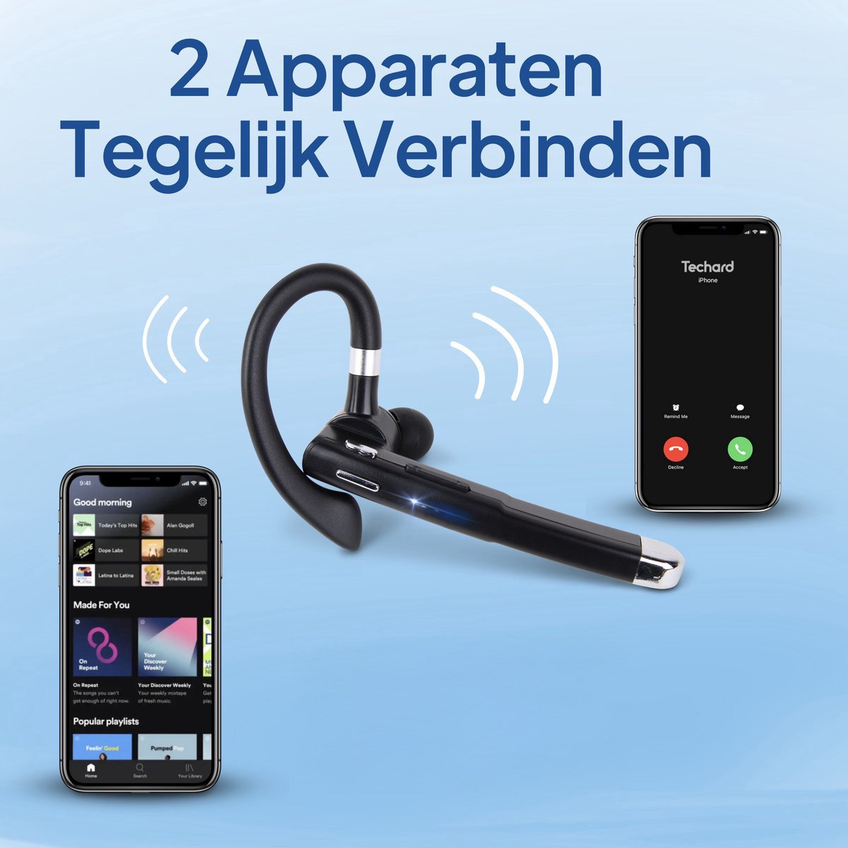 Techard Draadloze Headset Met Microfoon Bluetooth Headset Draadloos Met Noise Canceling Handsfree Bellen Met Bluetooth 5.3 - 2026 Model thumbnail 6