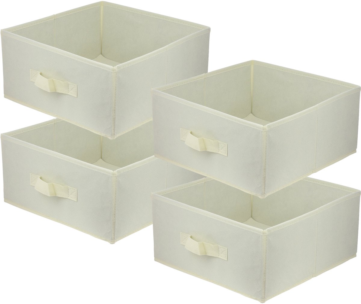 LAVITA® Opbergmand Textiel - 31x31x15 Crème 4 Stuks - Opbergbox Kast Organizer Opbergdoos - Kastlade Verdeler Voor Kleding Ondergoed Badkamer Kledingkast - Vouwdoos Stoffen Doos Opbergdozen