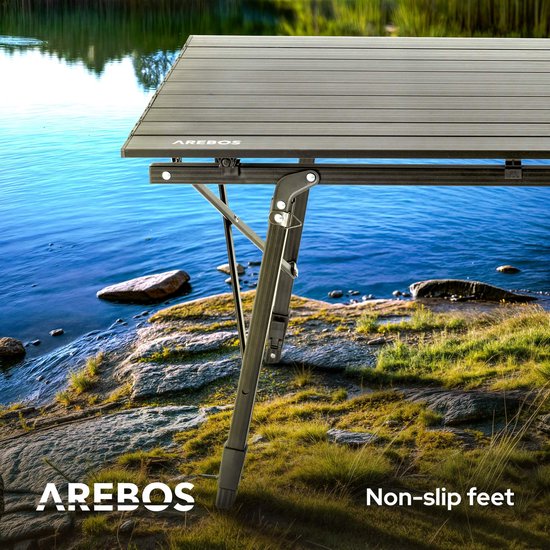 Arebos roltafel camping klaptafel 90 x 51,5 cm - aluminium - zwart van Merkloos — afbeelding 5
