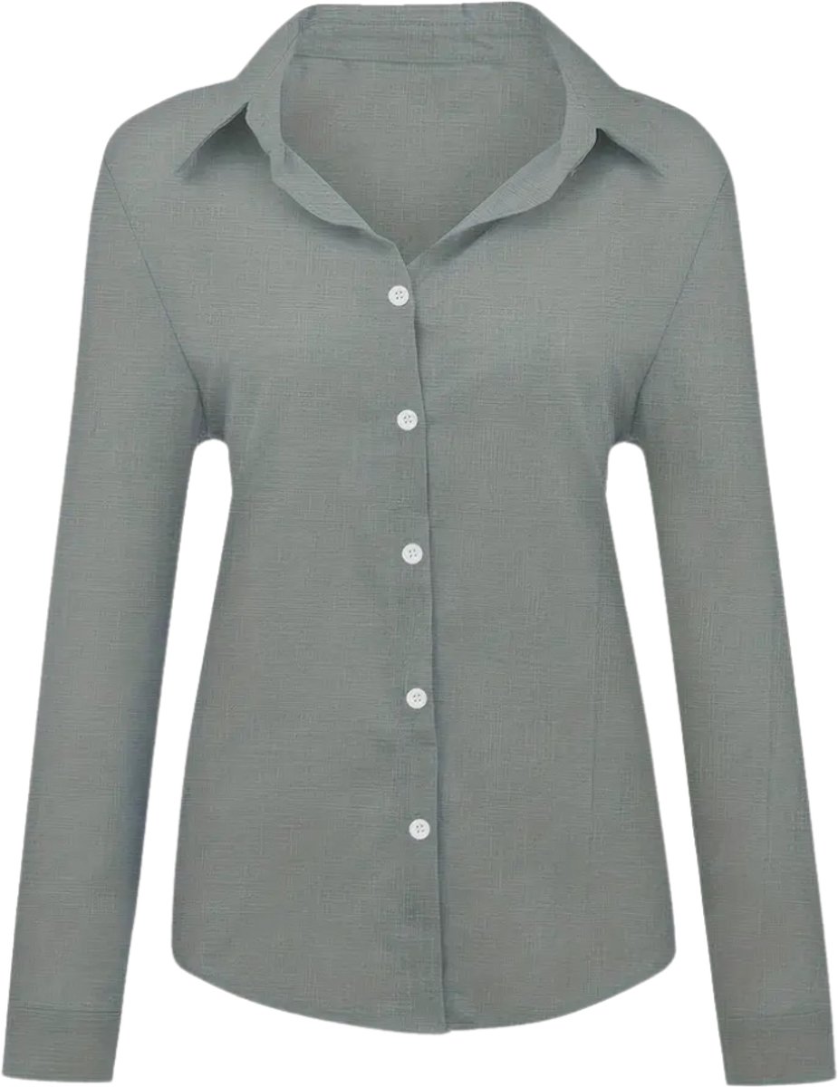 Livano Linnen Blouse Dames T-Shirt Polo Overhemd Shirt Zomer Ibiza Stijl Grijs