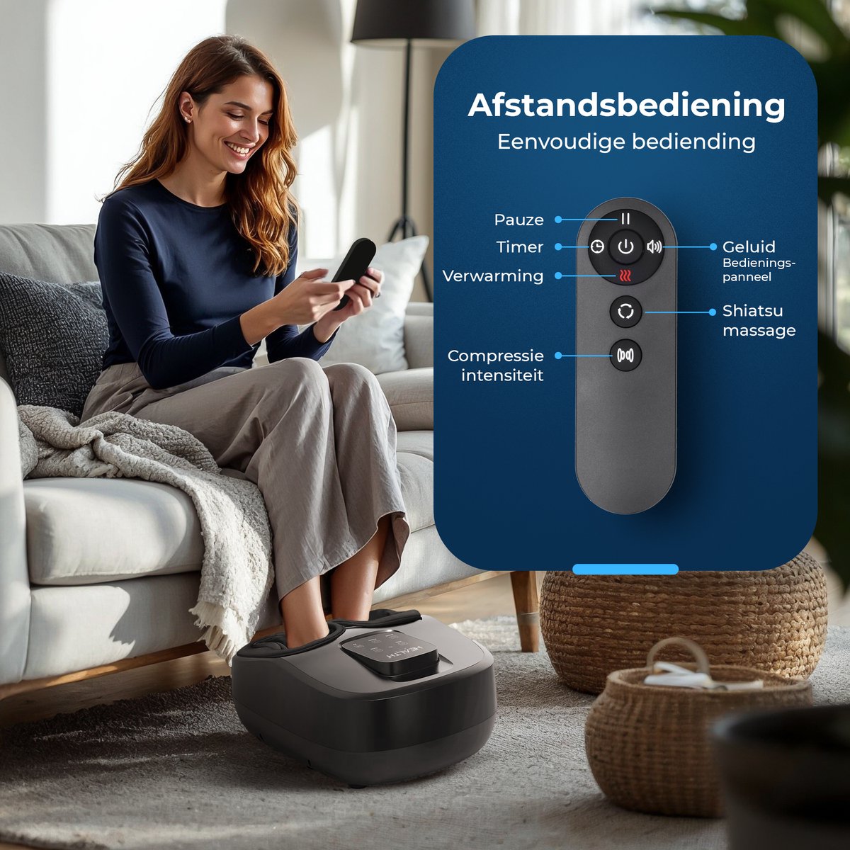 Health Bay® ComfortPress - Voetmassage Apparaat - Shiatsu & Luchtcompressie - Voetmassage Apparaat Bloedsomloop - Verwarming & Instelbare Intensiteit thumbnail 8