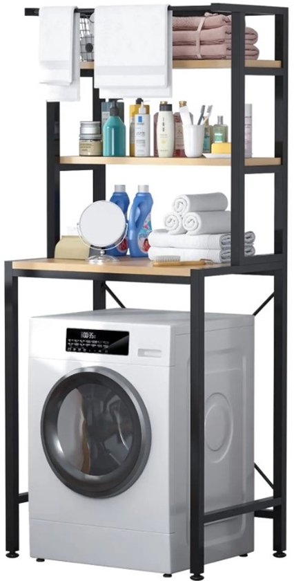 MeubelsvanJoep wasmachine ombouw rek zwart 178 x 60 x 70 cm - Wasmachine rek met opbergruimte zwart - Wasmachine rek bovenlader zwart - Wasmachine rek voorlader zwart - Toilet kast - Wc meubel - Wc kast