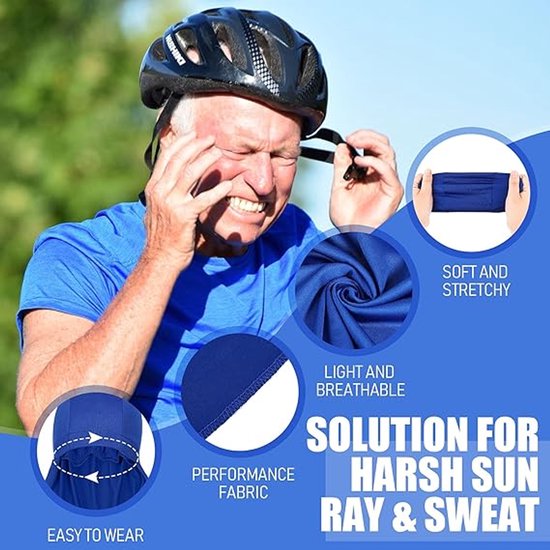 3 stuks - Nekbescherming voor buitensporten - Hoofdbedekking voor zweetafvoerend buitensporten - Nekbedekking voor helmvoering - Zacht en ademend - Grijs, zwart en blauw — afbeelding 2