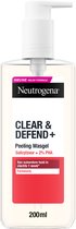 Neutrogena Clear & Defend+ Peeling Wasgel - Ontwikkeld met Dermatologen - Geschikt voor Gevoelige Huidtypes - Parfumvrij - 200ml