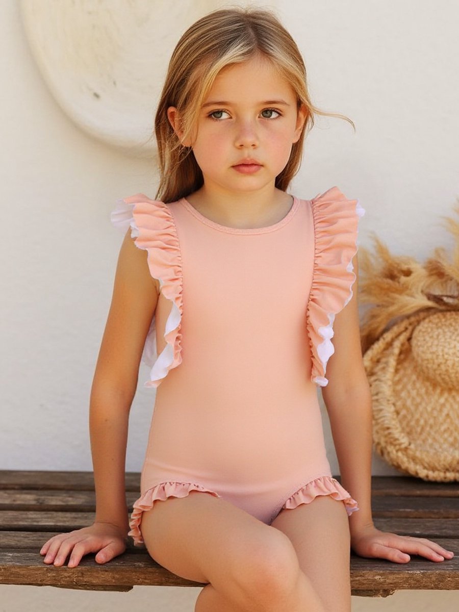 Joya Kids® Badpak Korte Mouw Licht Roze met Ruches Meisjes | Zwempak met ruches Pof Mouwen | Zwempak Lage Rug Kind Oudroze | Meisje Bikini Zomer | Kinderbadpak Peuter | | 5 - 6 jaar — afbeelding 5