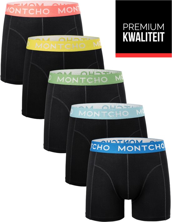MONTCHO - Série Dazzle - Boxers Homme - Sous-vêtements Homme - Boxers - Sous-vêtements Homme - 5 Pack - Zwart - Homme - Taille XS - 3XL