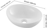 Ovale wastafel - Opzetwastafel (waskom) - Afmeting 409 x 341 x 144 mm - Keramiek - Modern design - Eenvoudig te reinigen - Voor badkamer en toilet - Helder wit