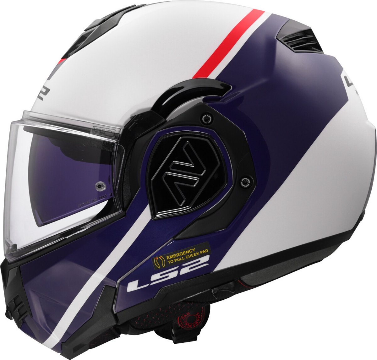 LS2 FF906 Advant systeemhelm Swipe wit blauw L