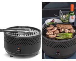 Fameilleur barbecue- draagbaar- makkelijk verplaatsbaar- compact- grill- tafel grill- grillplaat-Draagbare Barbecue – Rookvrij Grillen op Balkon of Terras – Compact, houtskool, Afwasbaar en Ideaal voor Houtskool of Briketten- houtskool of briket