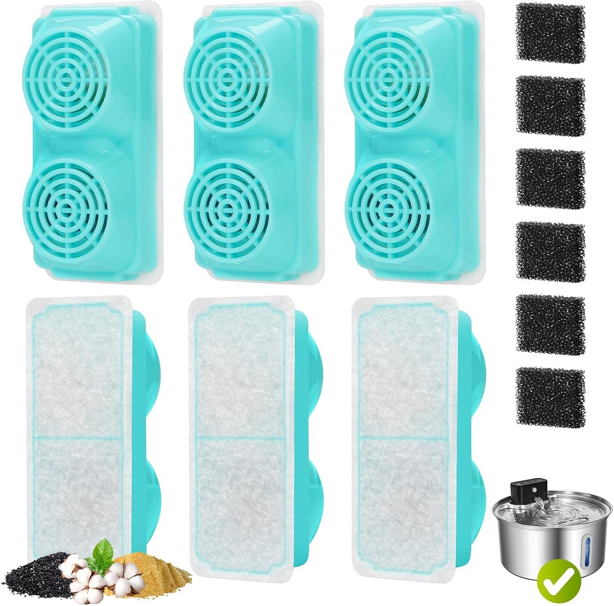Filo Filters RVS Drinkfontein Kat Draadloos met Sensor Kat 3.2L - 5 Stuks - Filter Waterfontein Kat - Drinkfontein Kat Navulling
