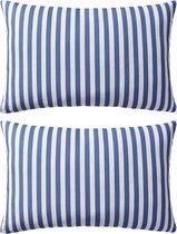 vidaXL - Buitenkussens - 60x40 - cm - gestreept - marineblauw - 2 - st