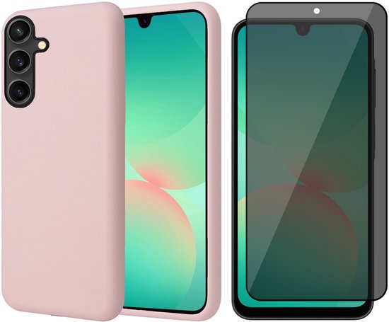 Coque compatible avec Samsung Galaxy A17 5G / A26 - Protection d'écran en Glas trempé - Coque arrière mate rose