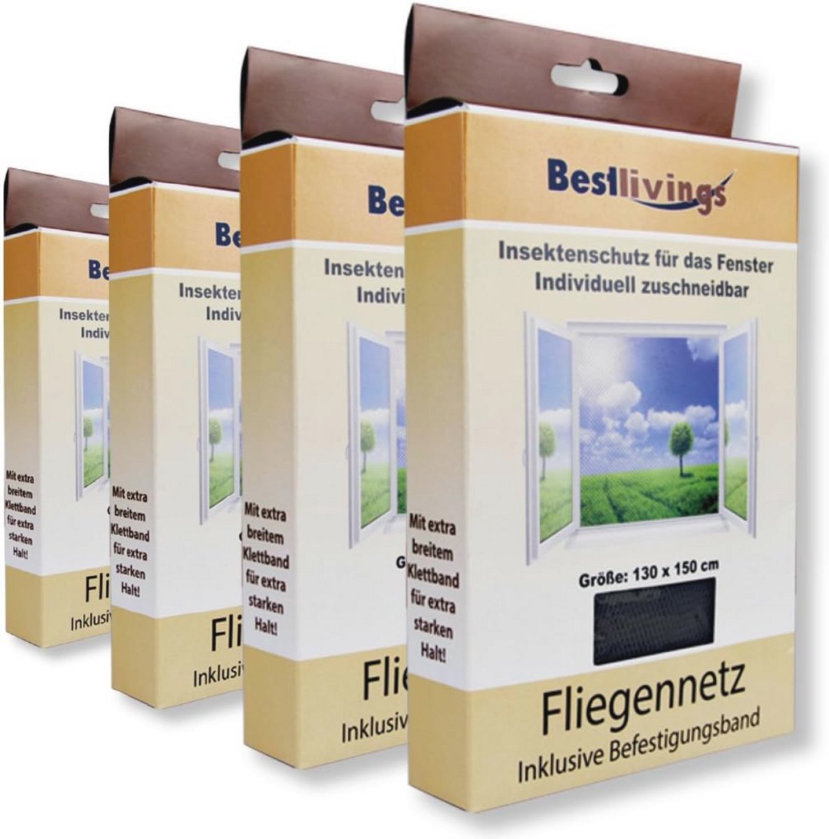 Muggennet 4-pack 130x150 cm zelfklevend - Bescherming tegen insecten