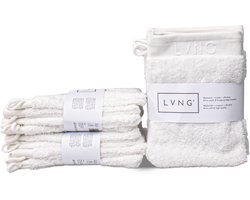 LVNG Washandjes – Set van 12 – 100% Biologisch Katoen – Hotelkwaliteit – GOTS-gecertificeerd – Off White